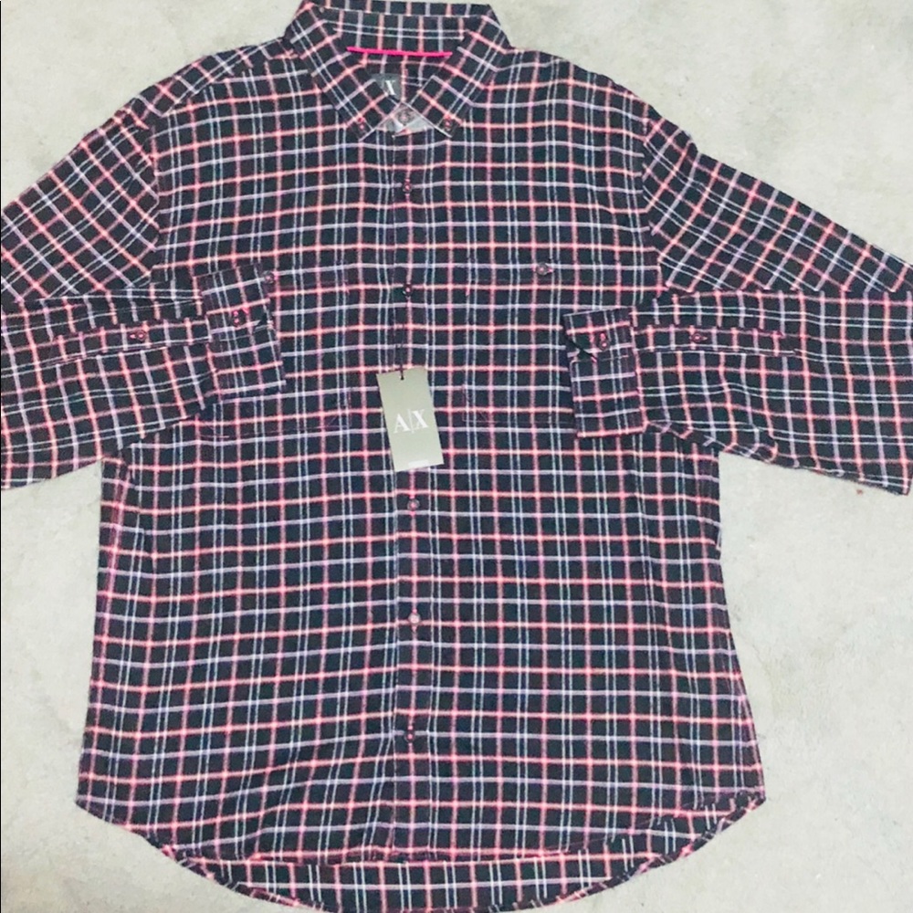 Armani exchange flannel plaid button up shirt